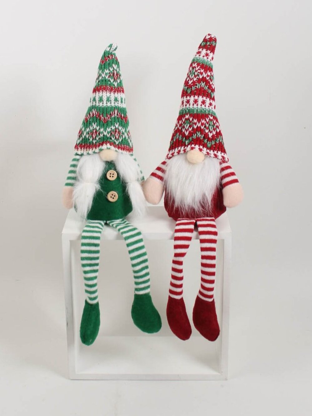 Pair Nordic Christmas Gnome Shelf Sitters
